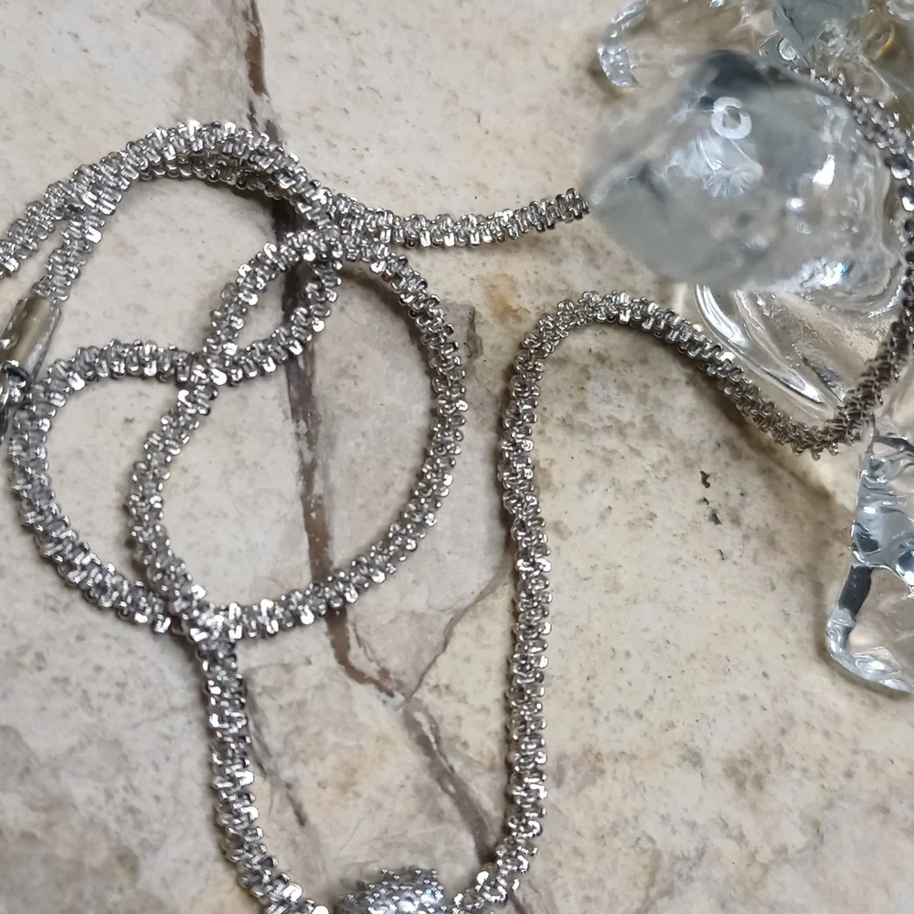 Elegant Diamond CZ Silver Pendant Necklace Bridal Jewelry